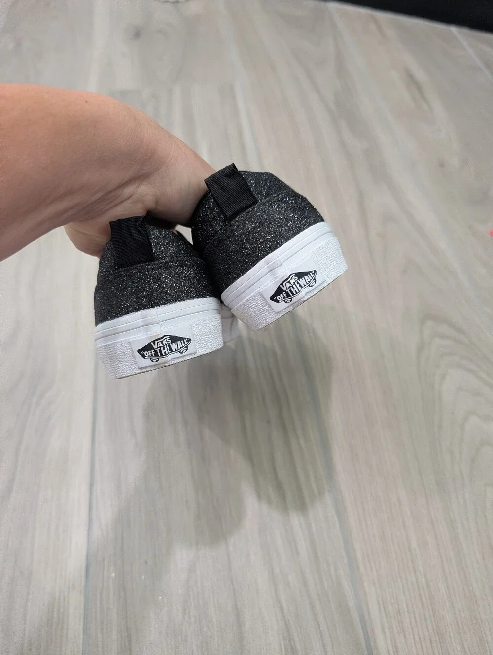 Vans Off The Wall Black Sparkle Shoes Size 3